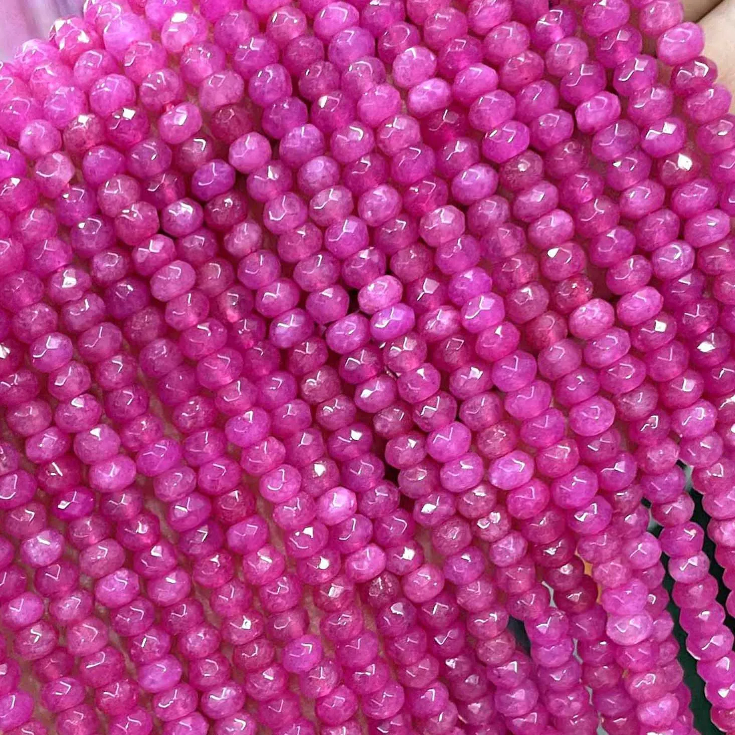 3X4MM Natural Stone Faceted Colorful Tourmaline Chalcedony Spacer Beads For Jewelry Making Diy Bracelet Necklace Accessories