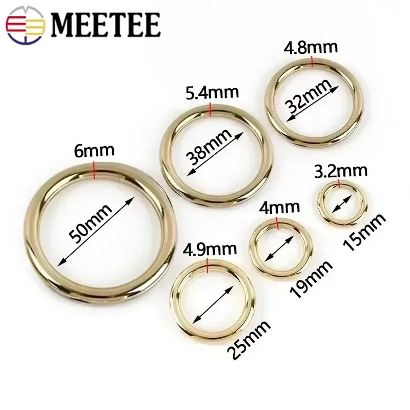 5/10P Meetee 15-50mm Metal O Ring Hook Circle Bag Strap Connection Loop Collor Shoes Clothes Loops Clasp Carabiner Clip Hardware