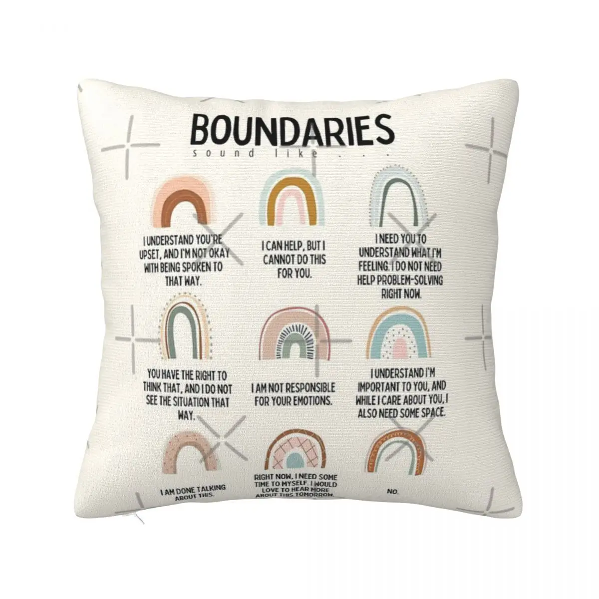 Boundaries Mental Health Reminder For Headboards Decorative Pillow Cushion Cover 45*45 Pillow Case Pillow Cover