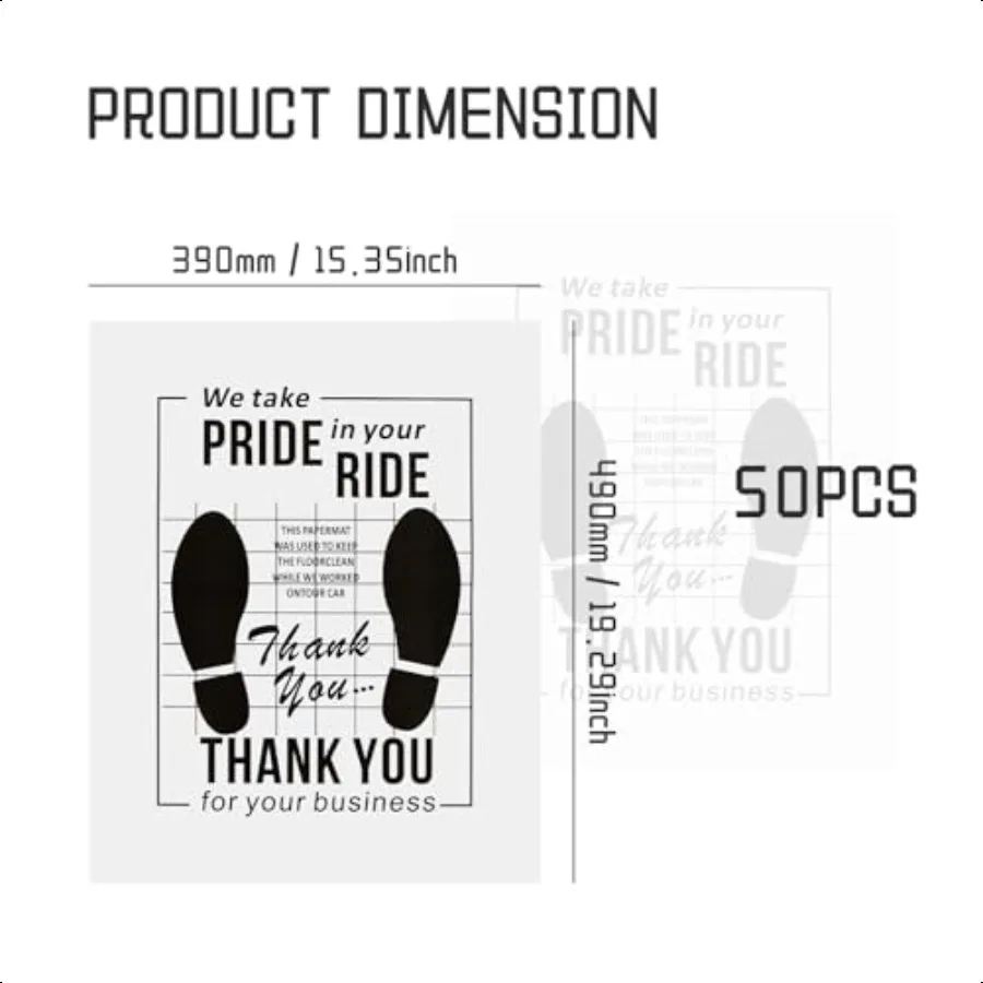 50PCS Paper Floor Mats for CarsThickened 19.29x15.35  Floor Mats for Cars Avoid Soiled Mat with Dirt Sand Oil Universal Car Flo