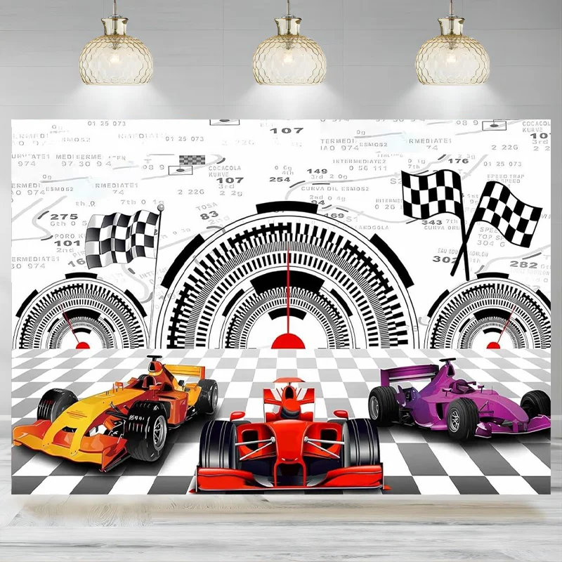 Racing Car Backdrop Race Car Party Photography Background Boys Speed Birthday Party Decorations Photo Banner Props