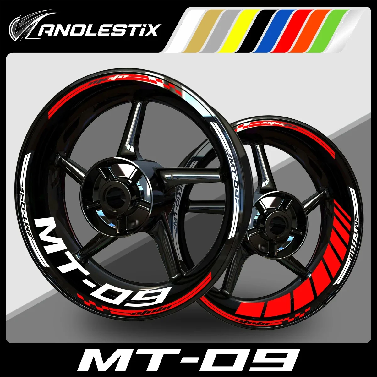 

AnoleStix Reflective Motorcycle Wheel Sticker Hub Decal Rim Stripe Tape For YAMAHA MT09