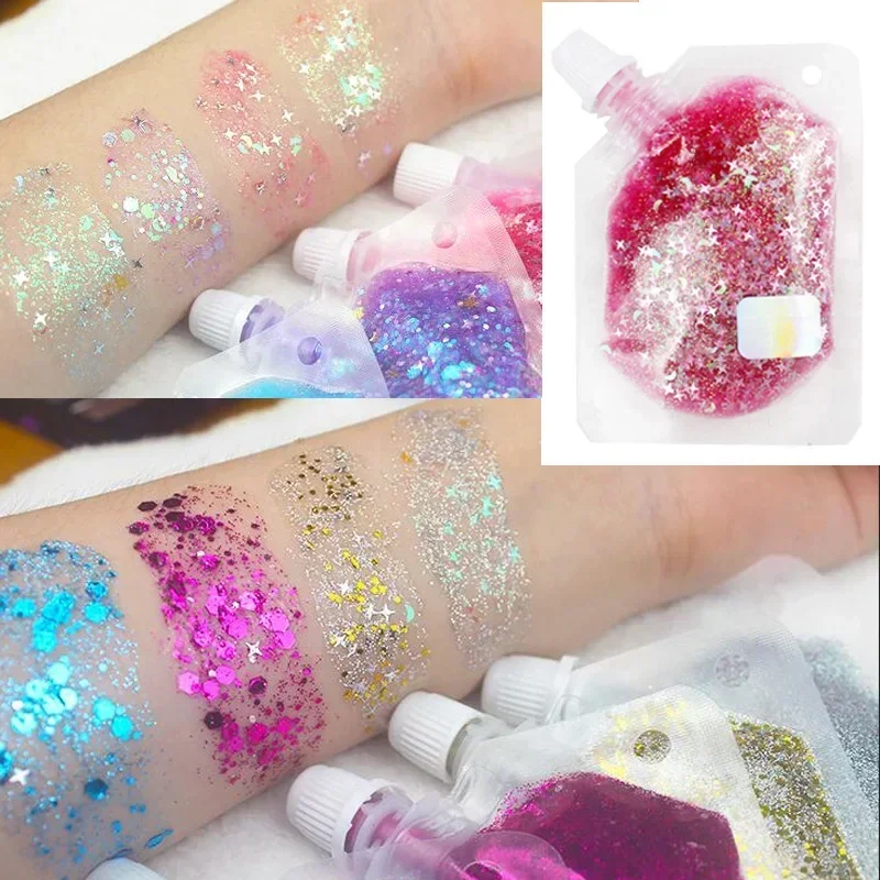 50ML Face Jewels Eyeshadow Shimmer Pigment Body Face Eye Glitter Sequin Gel Cream Eye Shiny Skin Face Festival Cosmetic Glitter