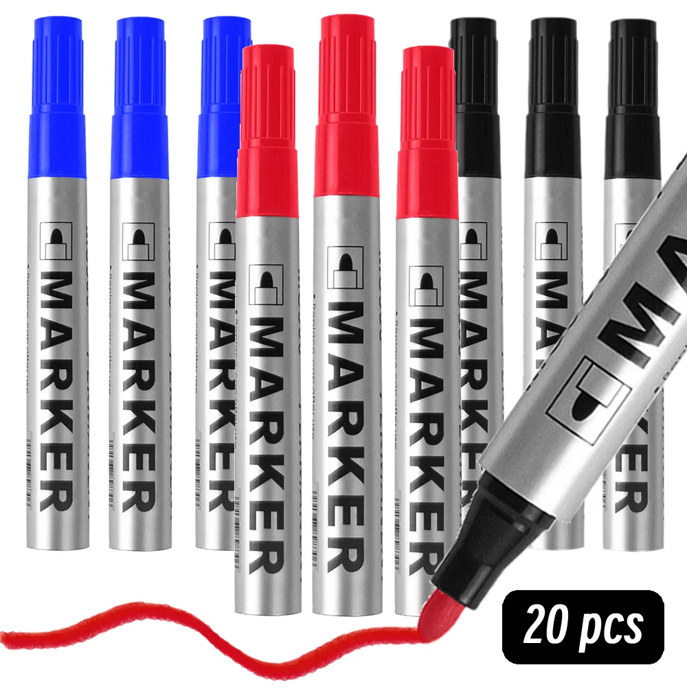 Permanent Paint Marker Pen Waterproof Black Pen for Tyre Oily Markers Quick Drying Signature Pen Stationery Supplies