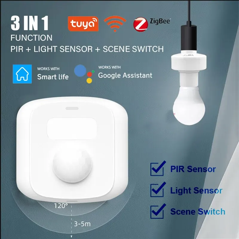 3 in 1 Tuya เซ็นเซอร์อัจฉริยะไร้สาย ZigBee ขนาดเล็กสวิตช์เซ็นเซอร์ตรวจจับการเคลื่อนไหวของมนุษย์ความปลอดภัยในบ้านชีวิตอัจฉริยะ