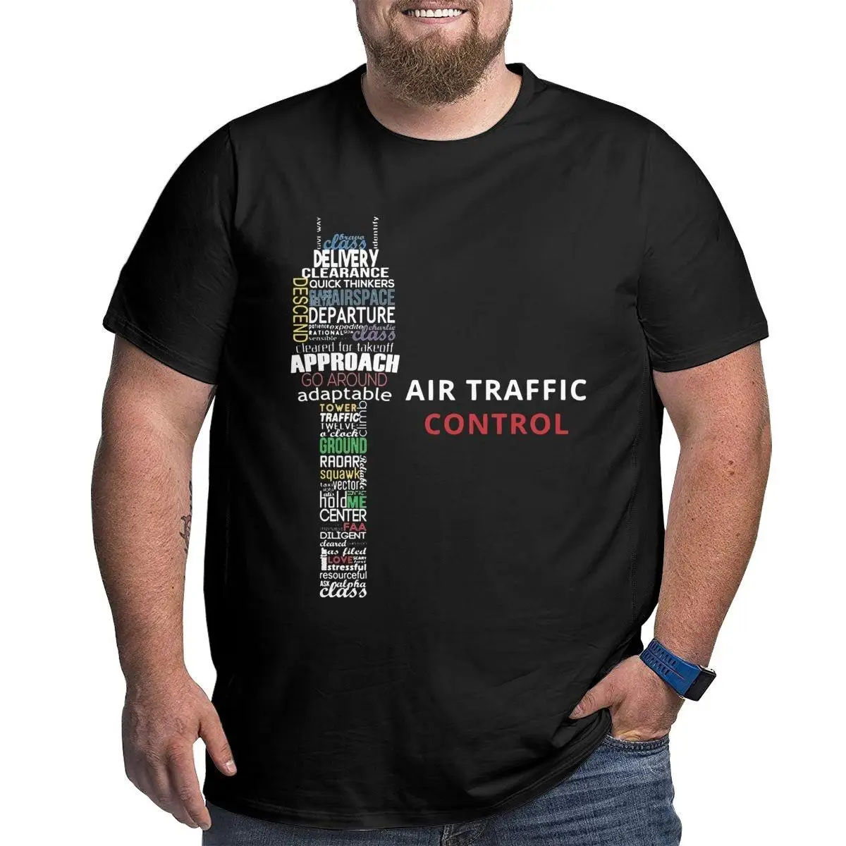 Men\'s Air Traffic Controller T Shirt Pilot Airplane Aviation Plane Fighter Clothes Big Tall Tees Plus Size 4XL 5XL 6XL T-Shirt