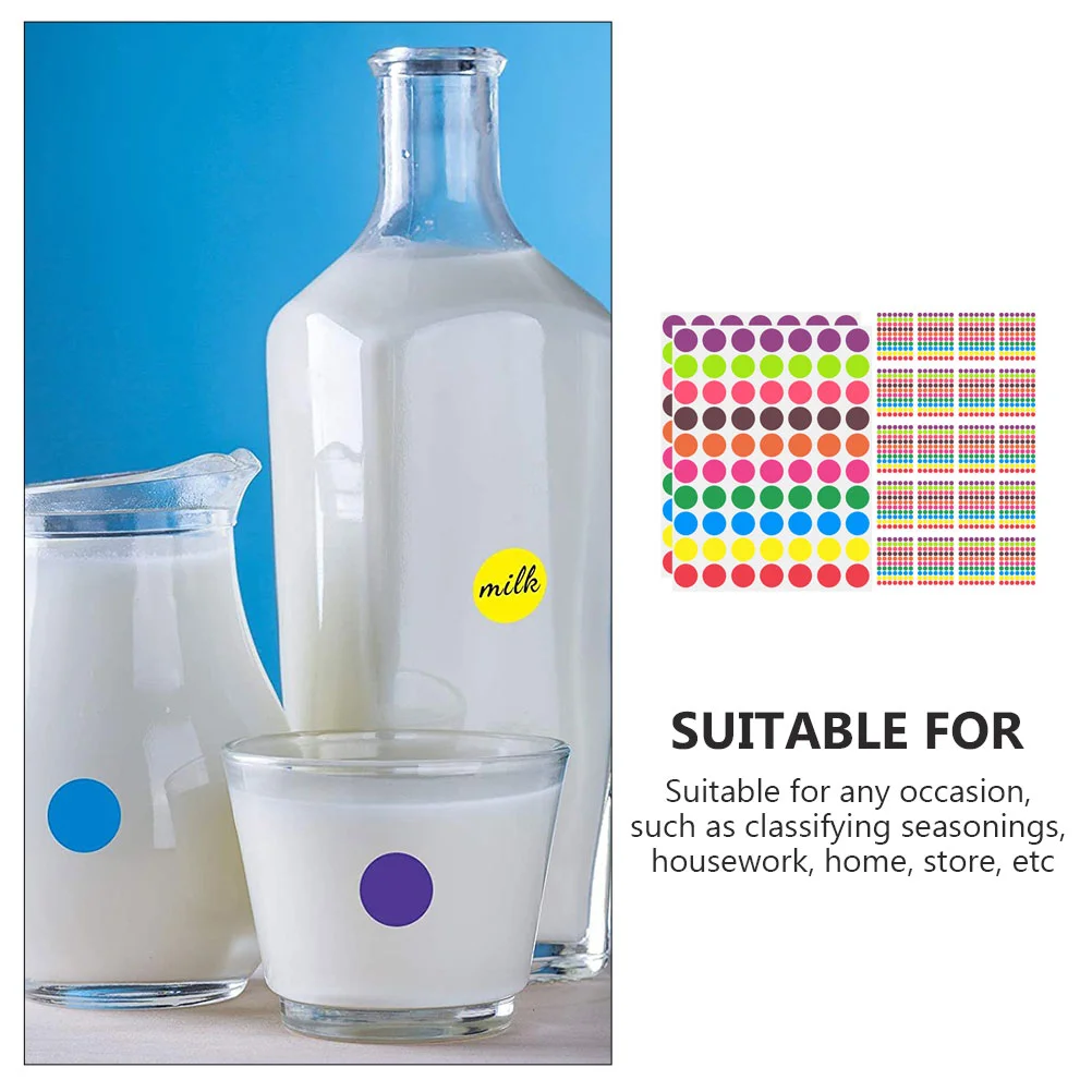 1400 قطعة مكتوبة بخط اليد فارغة ذاتية اللصق جولة ختم ملصقات للتسمية اللون النقاط دائرة الشريط ورقة طفل صغير