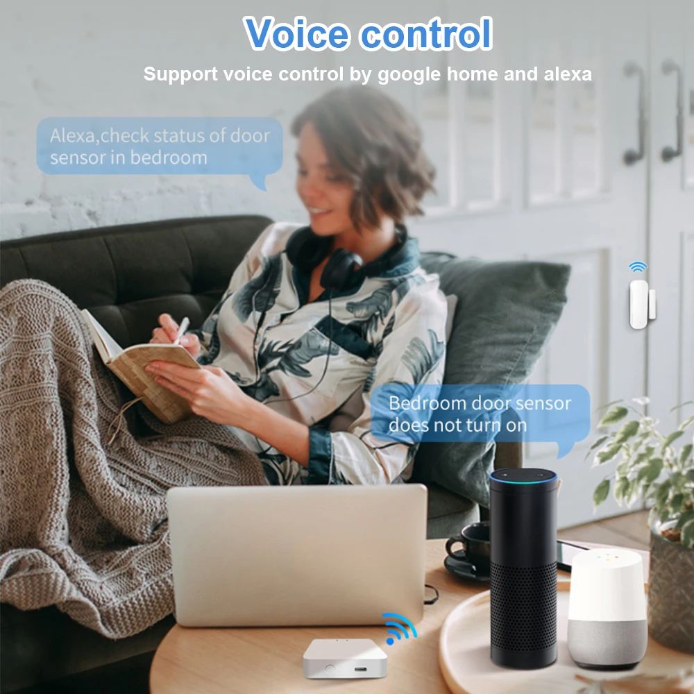 Tuya Zigbee Sensor Jendela Pintu Pintar Entri Terbuka Alarm Keamanan Rumah Pintar Remote Control Aplikasi Kehidupan Pintar Melalui Alexa Google Home