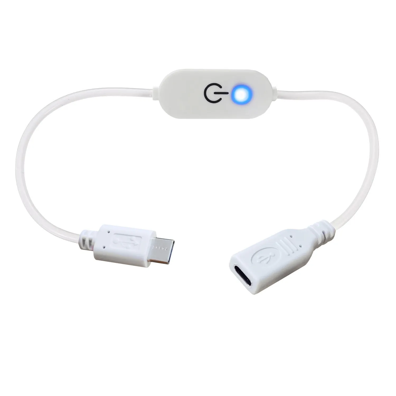 وحدة تحكم بمفتاح يعتم باللمس USB ذكر إلى أنثى مع ضوء مؤشر أزرق، شريط إضاءة متصل بالذاكرة، بدون وميض 3A