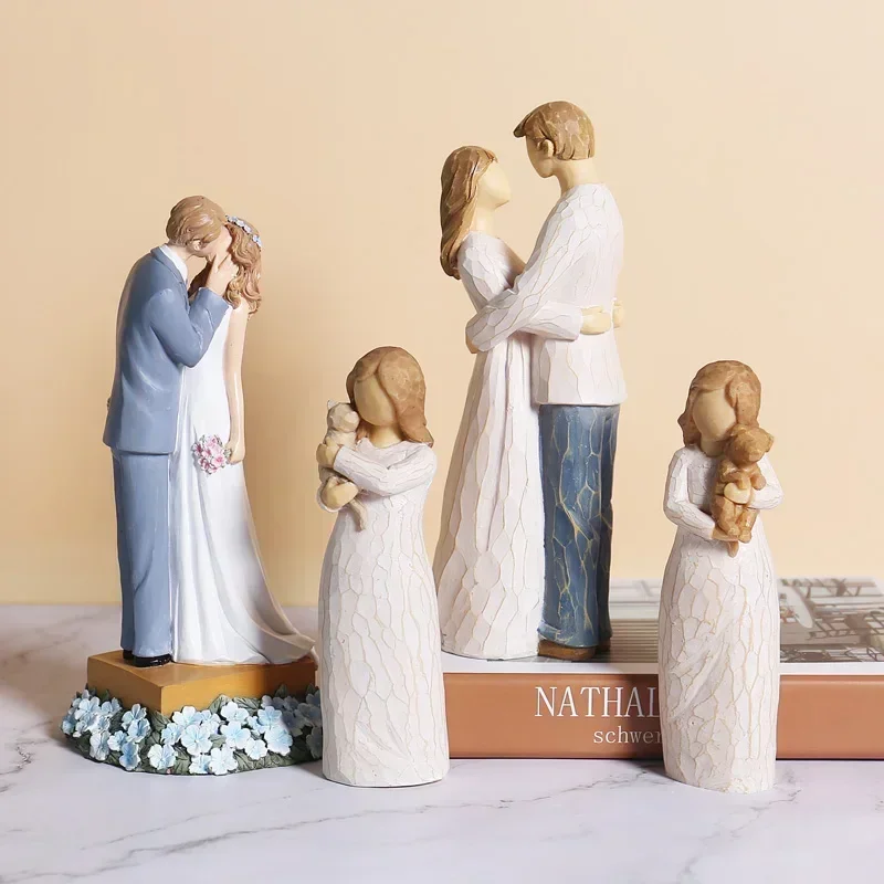 Resin Figure Girl Statues Modern American Style Figurines For Interior Home Living Room Wedding Decortion Accessories