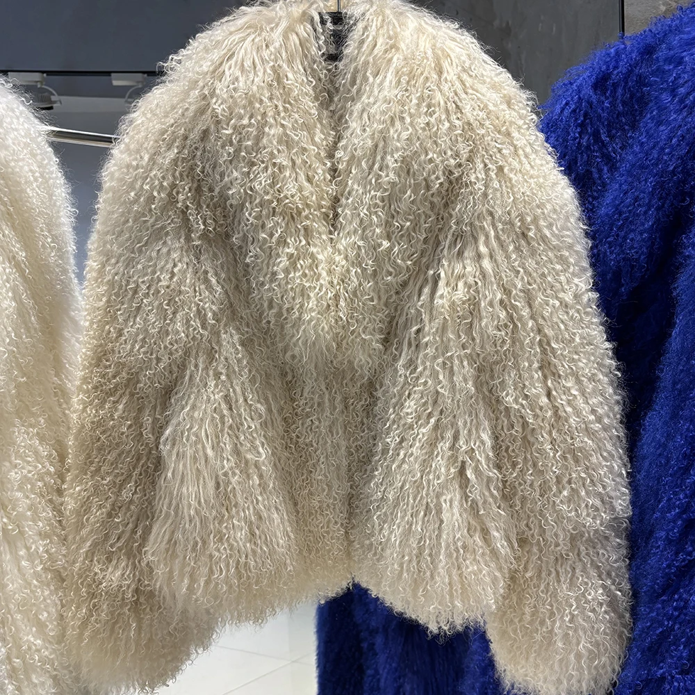 YOLOAgain 2025 Winter Warm Women's Real Mongolia Sheep Fur Jacket Plus Size 8XL Sheep Fur Coat