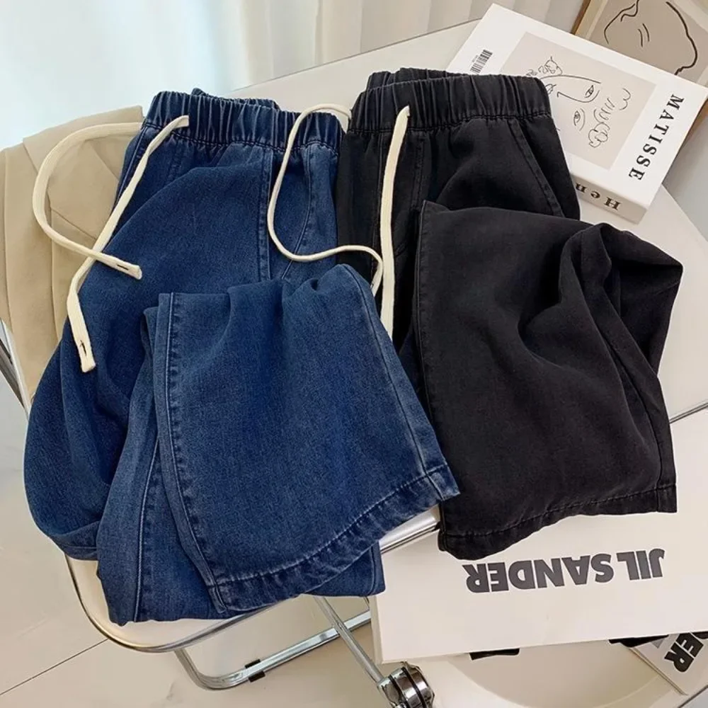 

DAI LOU Hanging wide leg jeans for women in summer 2024, new elastic high waisted straight leg loose and slimming casual pants--