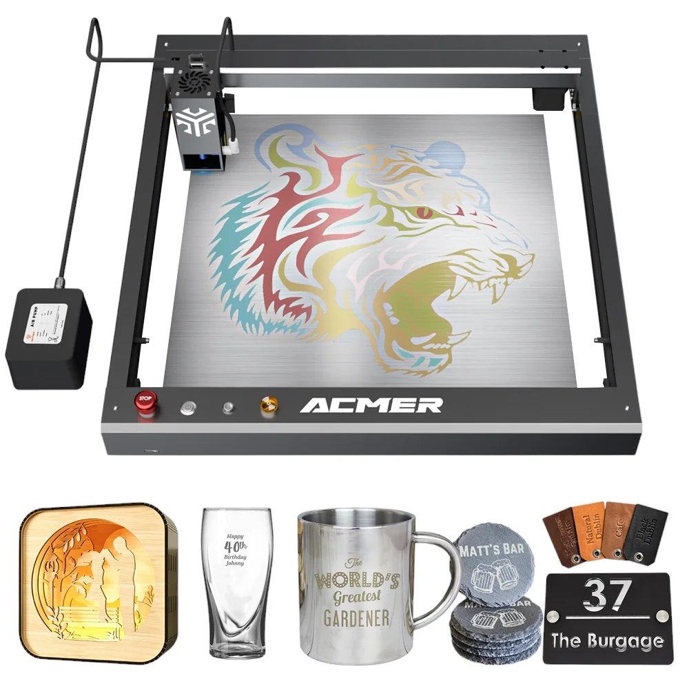 

ACMER P2 33W Laser Engraver Cutter Engraving at 24000mm/min Cut 25mm Acrylic iOS Android App Control DIY Machine No Installation