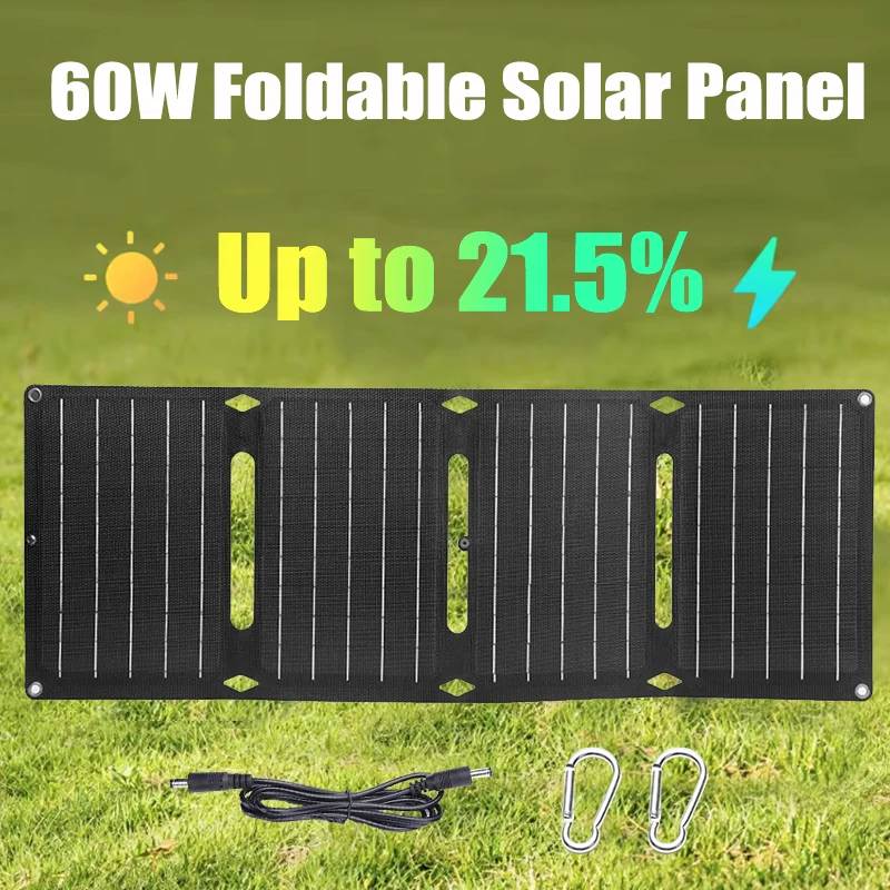 60W Foldable Solar Panel Camping Equipment USB Type-C DC Port Phone Laptop Solar Charger Outdoor Power for Trip Hiking Generator