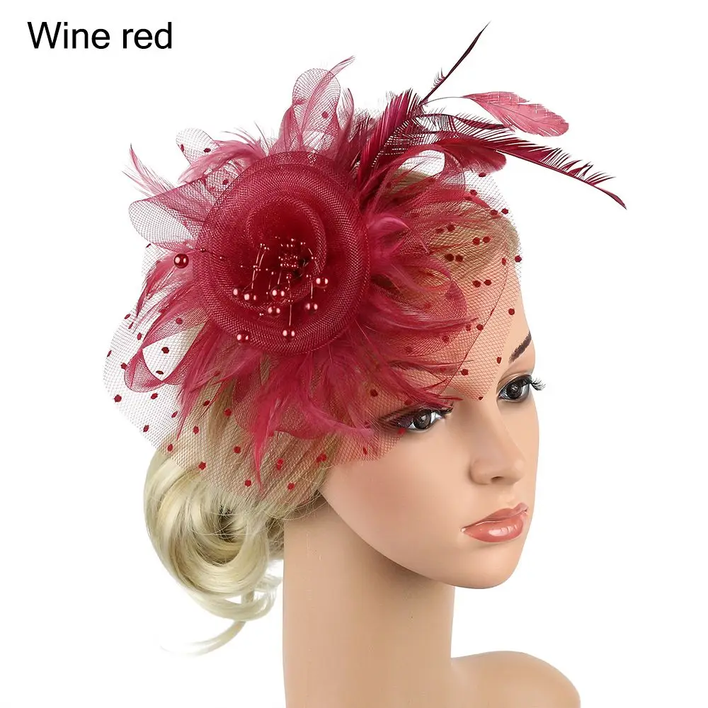 

Stylish Mesh Flower Cocktail Hair Fascinators Feathers Hair Clip Alice Headband Clip Tea Party Headband Fascinator Hat