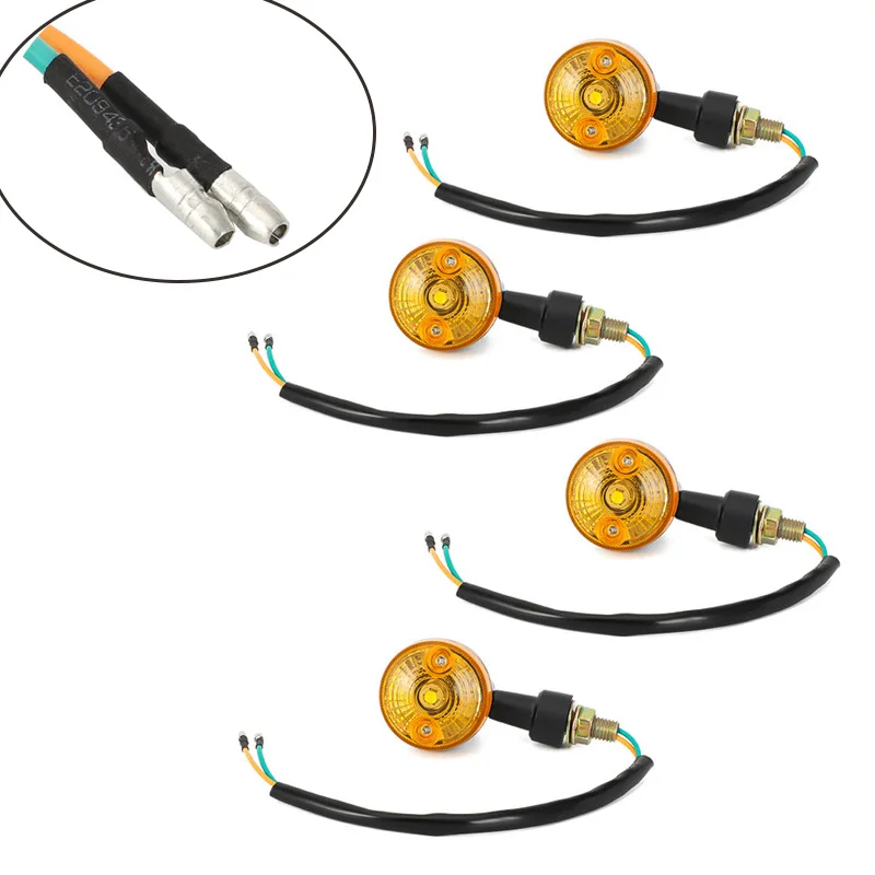 Universal Fits For Most Motorcycle 6 volt motorcycle turn signals black with amber lens LED 4 pcs