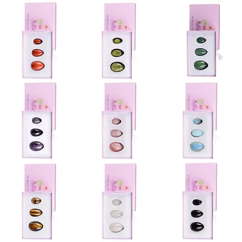 3/4pc Drilled Yoni Egg Set With Box Natural Quartz Massager Jade Eggs Women Kegel Exerciser Pelvic Floor Muscle Exercise Massage