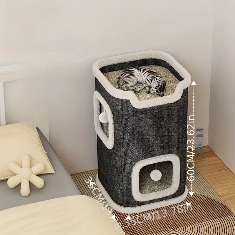 Imagem -05 - Deluxe Square Cat Condo com Arranhões Posts Nylon Cat House Cama com Arranhão Board Jogar Toy Shelter Novo