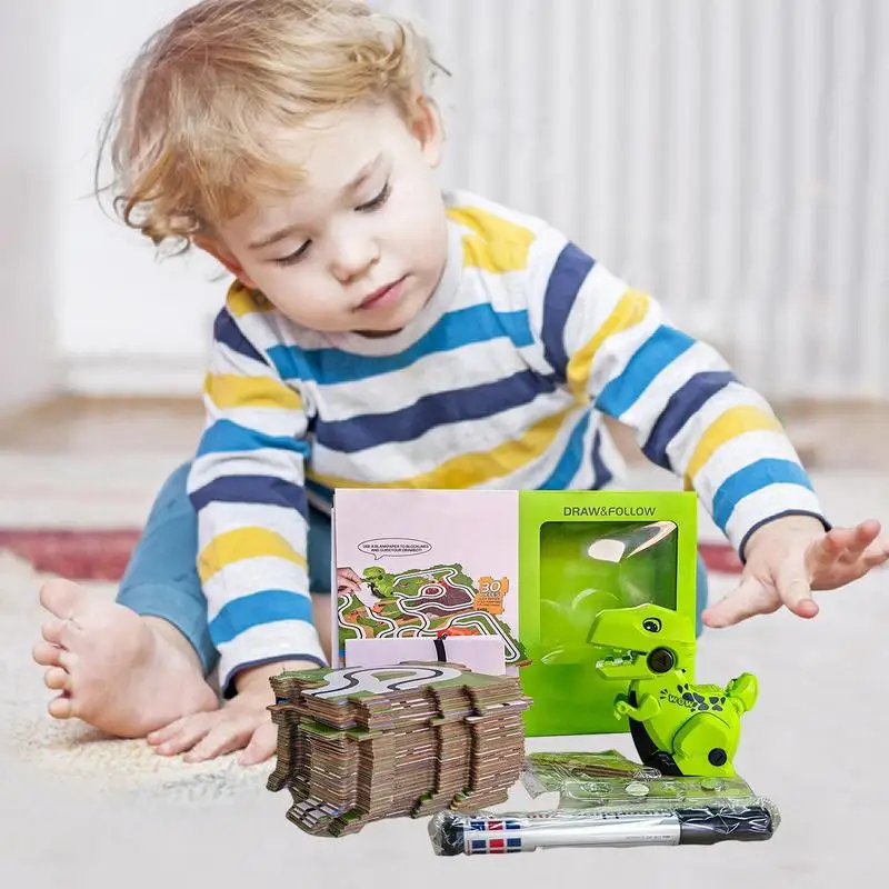 Juego de rompecabezas de pista de coche, juguetes de pista de dinosaurios para niños, juguetes educativos sensoriales para niños de 3 4 5 6 7 años