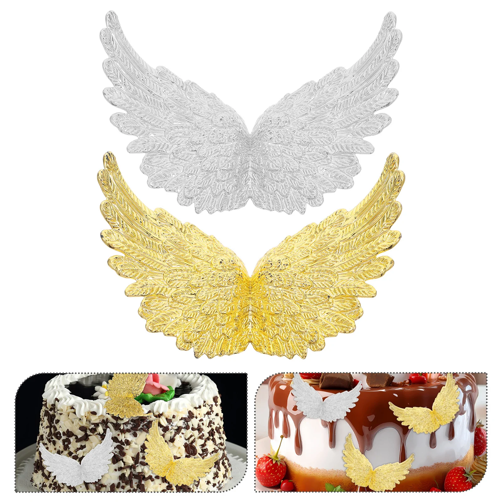 

24Pcs Angel Wings Plastic Cake Decorations Mini Lightweight Wing Embellishments DIY Birthday Wedding Party Wings for Ornaments