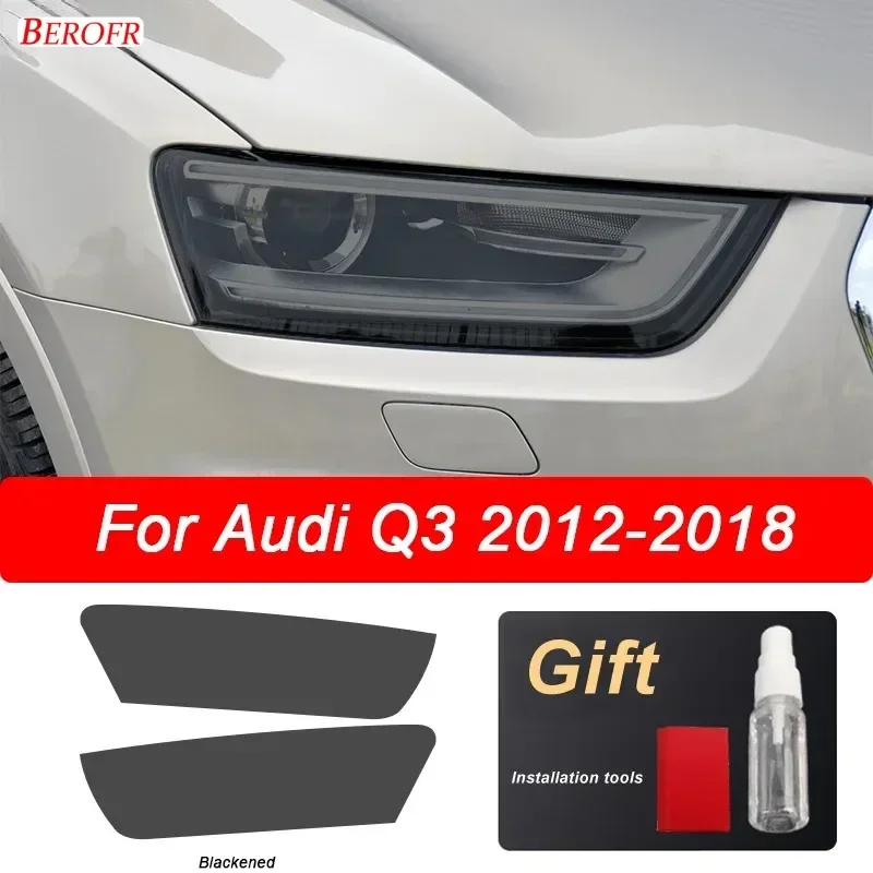 

2 Pcs Car Headlight Protective Film Transparent Black TPU Sticker For Audi Q3 8U F3 2012-Present RSQ3 Sportback 2020 Accessories