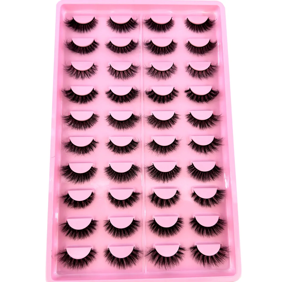 AMSDCN New 20 Pairs 3DCat Eye Lashes Faux Mink Lashes Wispy Fluffy False Eyelashes Thick Volume Dramatic Long Strip Wispy Makeup