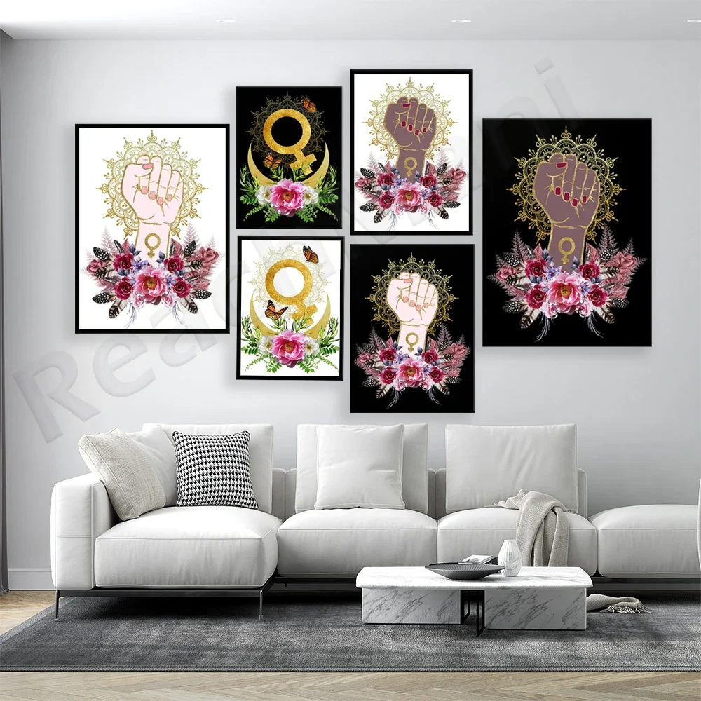 Feminism poster, female symbol, venus, moon goddess childbirth goddess femininity print, love yourself, female empowerment