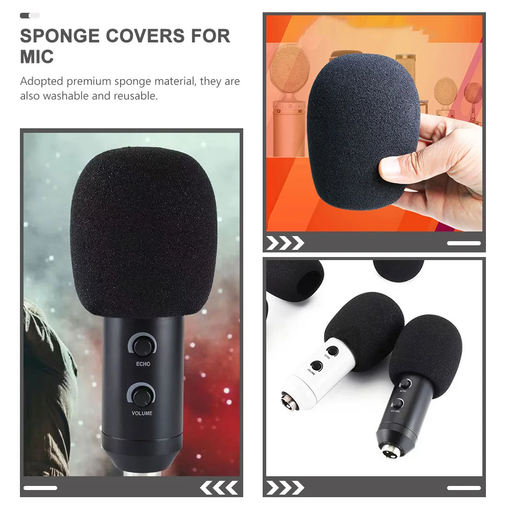 

2Pcs Sponge Mic Cover Elastic Microphone Protector Reusable Washable Mic Windscreen for Ktv Conference Stage Performance