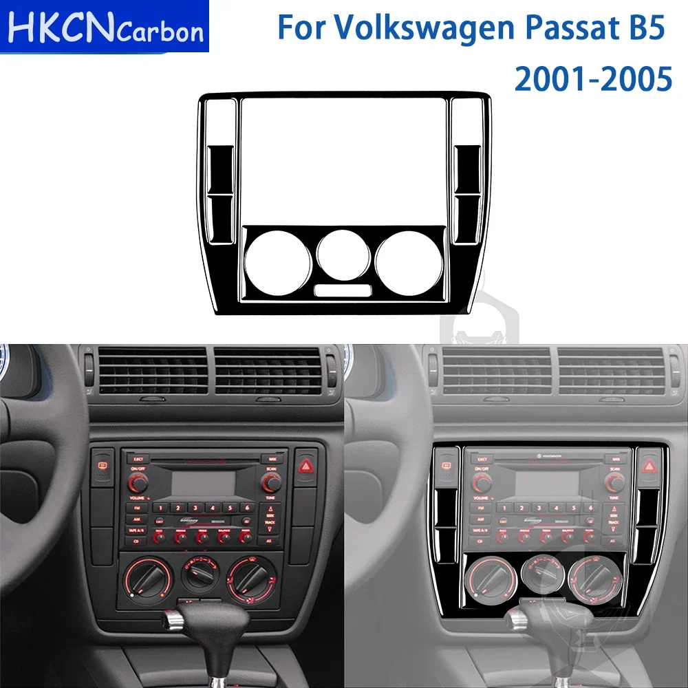 

For Volkswagen Passat B5 2001-2005 Accessories Gloss Black Plastic Car Interior Radio Air Conditioning Control Pane Trim Sticker