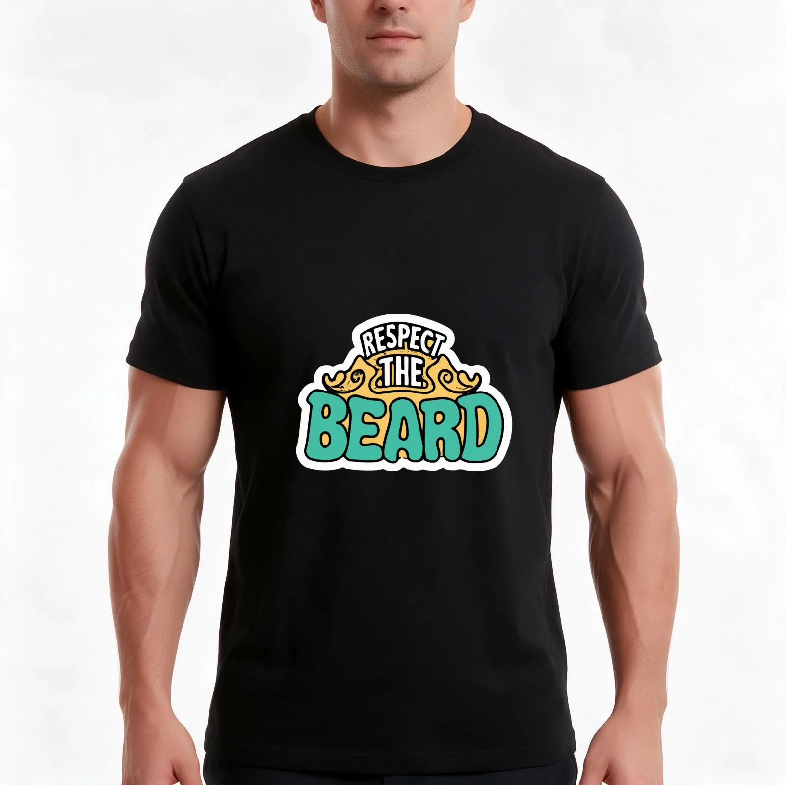 Respect the Beard - Minimalist Facial Hair Design T-Shirt, Summer Casual Cotton Tee, Oversized Streetwear Tops, Unisex Men Women