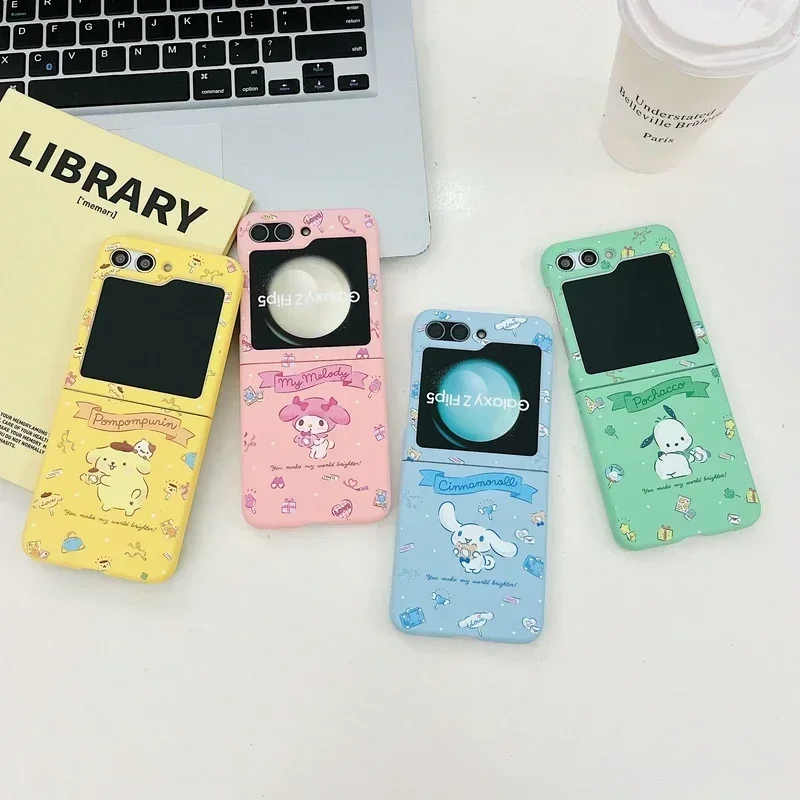 Sanurgente-Coque arrière en TPU souple Pochacco pour Samsung Galaxy Z Flip, Melody Pompompurin, Cinnamoroll, 3, 4, 5