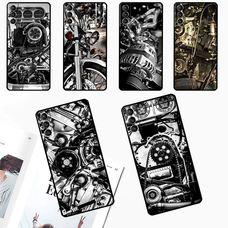 Motor Engine Motorcycle Cover For Samsung Galaxy S23 Ultra S8 S9 S10 S22 Plus S20 S21 FE Note 10 20 S24 Ultra Case