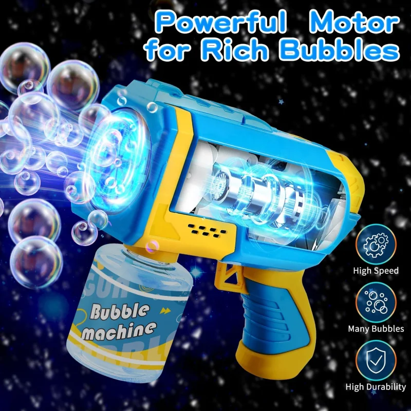 子供用バブルガンマシン2個パック、自動ライトアップバブルブロワーバブルガンブラスター