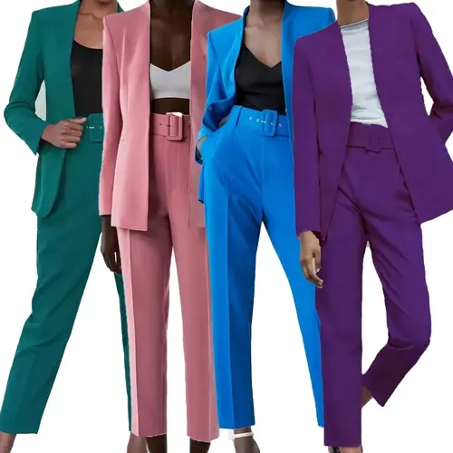 BMUEHMZA abrigo de traje de oficina para mujer, pantalones de cintura alta, Color sólido, Simple y a la moda, superventas, nuevo