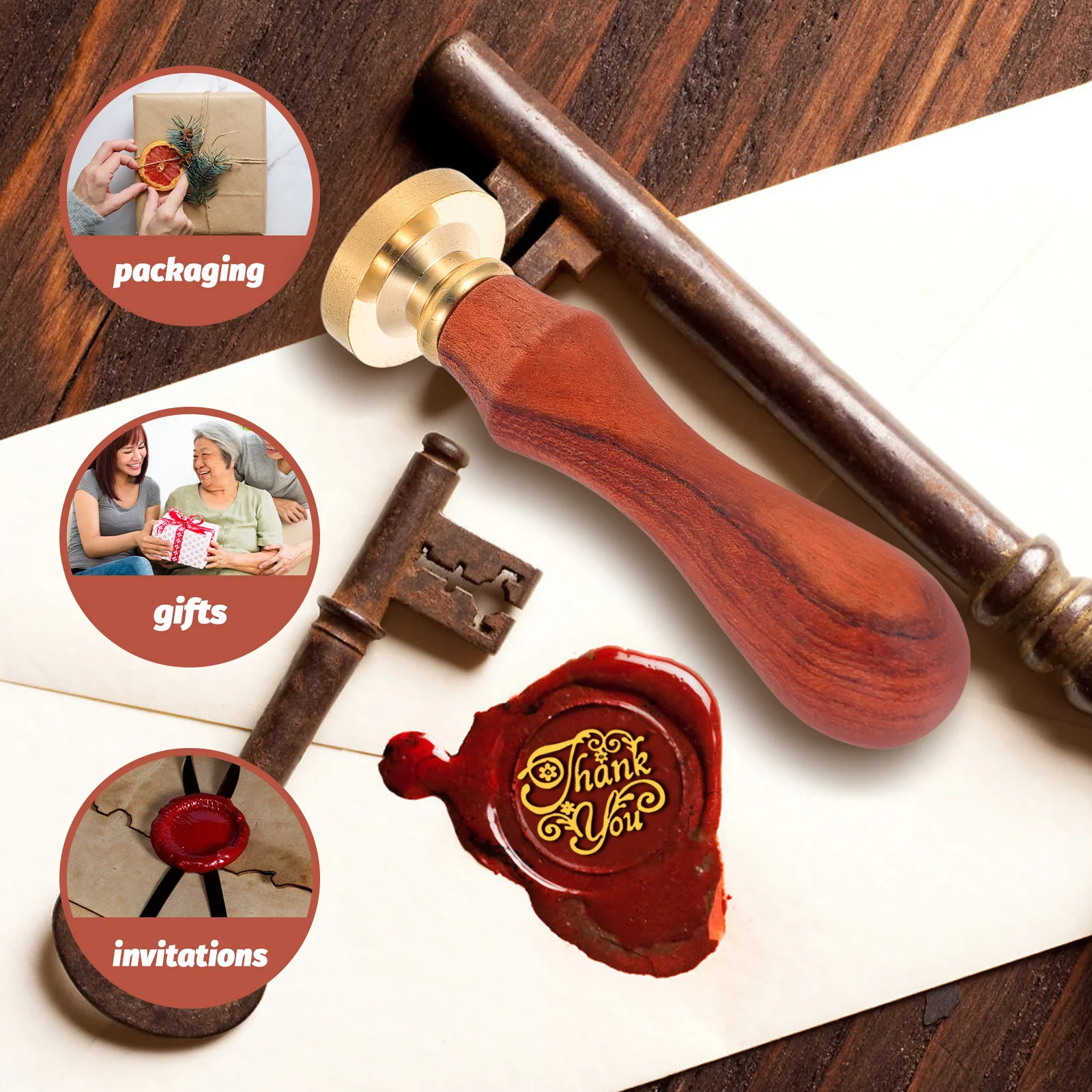 

Retro Diy Sealing Creative Pattern Envelope Decoration Gift Packing Scrapbook Stamp Wooden Handle High Quality Craft