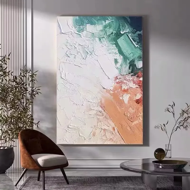 Handmade Oil Painting Texture for Living Room, Sofa Background Decoration, 3D Simple Modern Abstract Bedroom and Dining Room image 6
