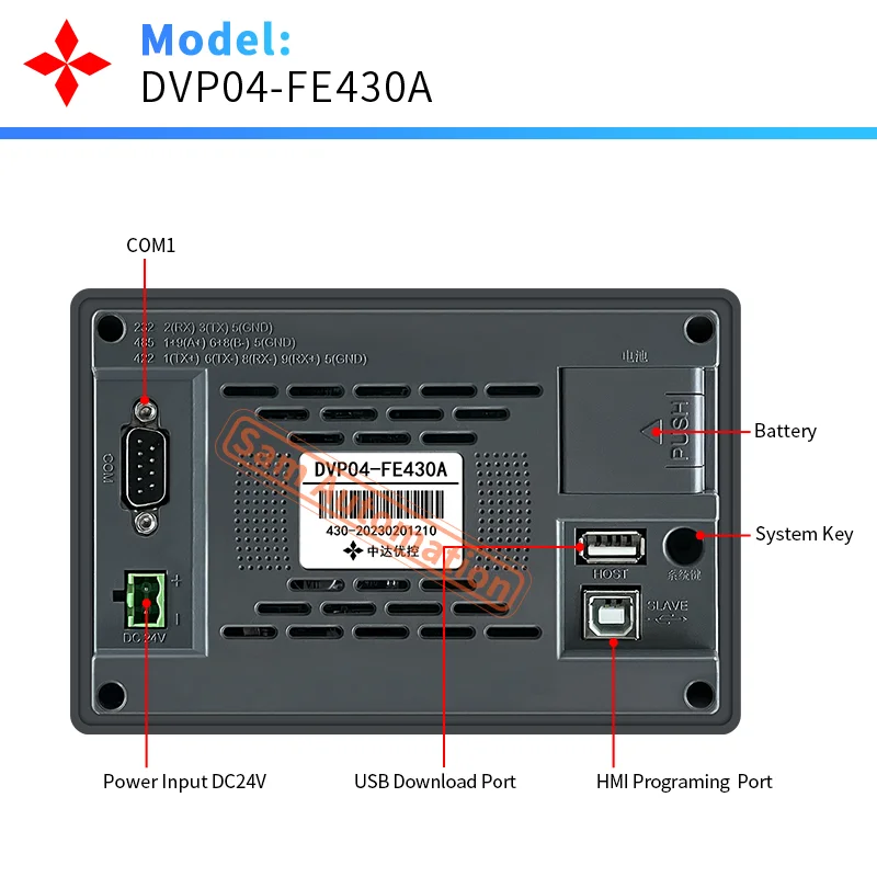 YKHMI 4.3 Inch HMI Touch Screen Panel With Download Communication Cable, Support RS485/232/422 To Connet With PLC