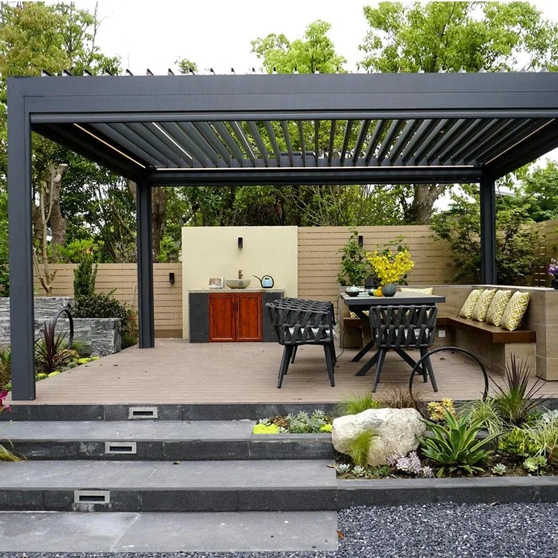 Custom High Quality Metal Pergola Louver Pergola Gazebo Kits 3x4  Waterproof Aluminum Pergola Roof Louver