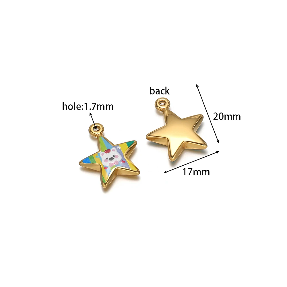 4 Stück Edelstahl-Halsketten-Anhänger mit bunten Emaille-Sternen für DIY-Schmuckherstellung für Kinder, Armbänder, Ohrringe, Accessoires – Detail 2