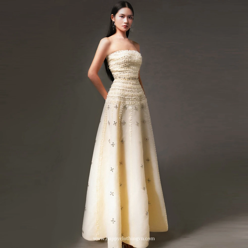 

Элегантное длинное вечернее платье без бретелек с бисером для женщин, вечерние платья, сетчатые платья с блестками и кристаллами, платья для выпускного вечера знаменитостей