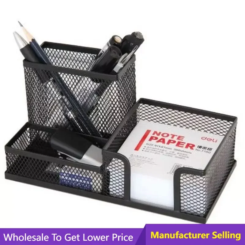 Creative Metal Pen Holder Pencil School Supplies Storage Rack 3 Grid Storage Box Office Accessories Desk Stationery Organizer