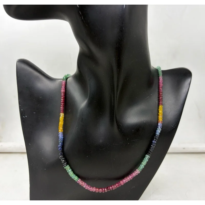 

Ожерелье с несколькими сапфирами, 20 дюймов, круглые граненые камни 4–5 мм, стерлинговое серебро