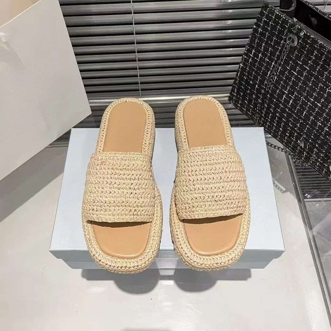 

Women's 2026 Woven Platform Sandals, Open-Toe One-Band Slides, Comfortable Vacation Slippers. Fast Delivery Available