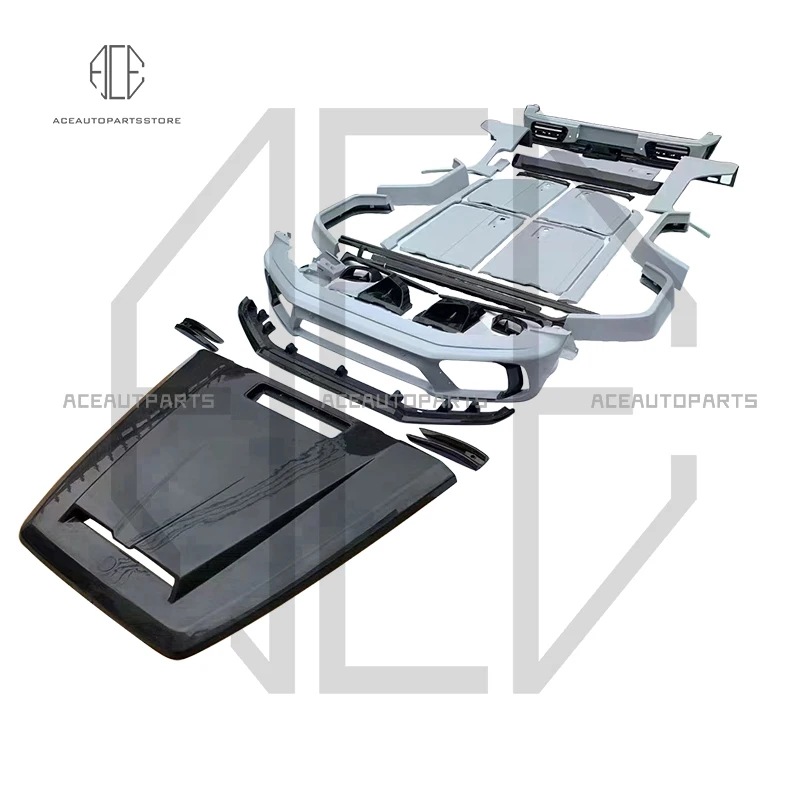 

Автомобильные детали Facelift M Style PP Автомобильные бамперы Широкий комплект кузова для Mercedes Bens G Class W464 Крыша из углеродного волокна Крышка запасного колеса