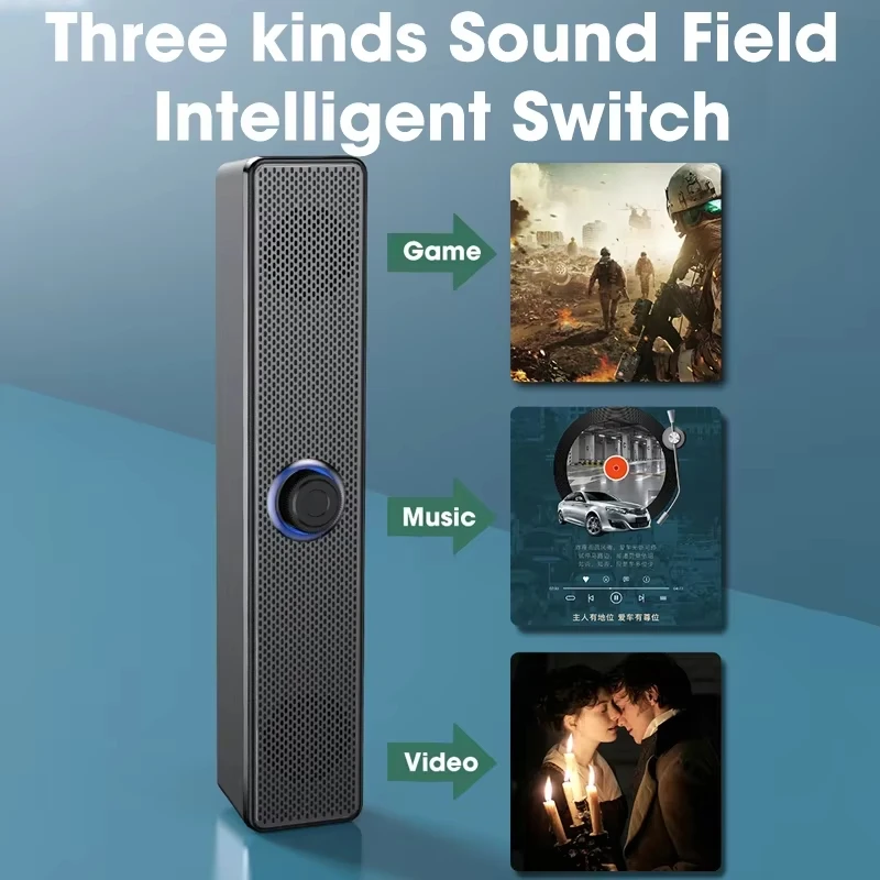 Bluetooth 5.0 4D Surround Soundbar Wired Wireless Home Theater Stereo Subwoofer Speaker for PC Laptop Computer Gaming Movies