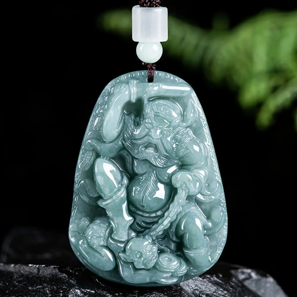 

Natural Grade A Jade Jadeite Men Women Lucky Bless Buddha Oblong Pendant