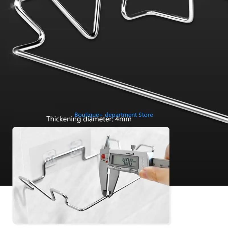 E1PD Wall Mounted Stainless Steel Garbage Bag Holder Adhesive Hanging Trash Rack Multifunctional Towel Hanger