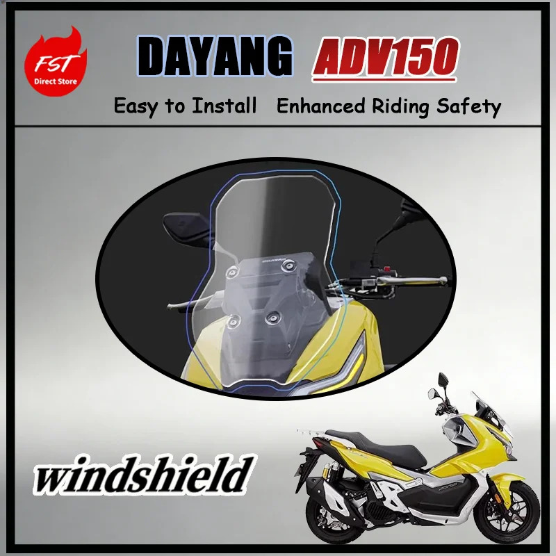FOR Dayang ADV150DY150T-36 Modified Heightened Windshield Enhanced Upper Body Wind Protection for Improved Long Distance Touring