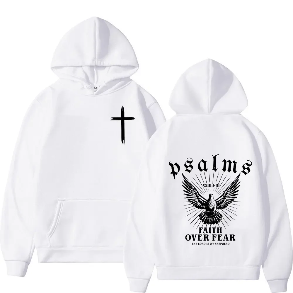 Customization Christian Jesus Faith Over Fear Bible Verse Hoodies Men's Women High Quality Sweatshirts Fashion Vintage Pullovers