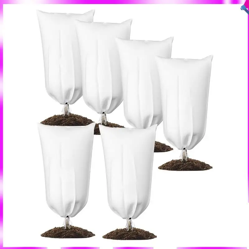N96R 6Pcs 야외 식물 보호기 식물 커버 동결 보호, 과일 나무에 대한 24X32inch 추운 날씨 서리 천 담요